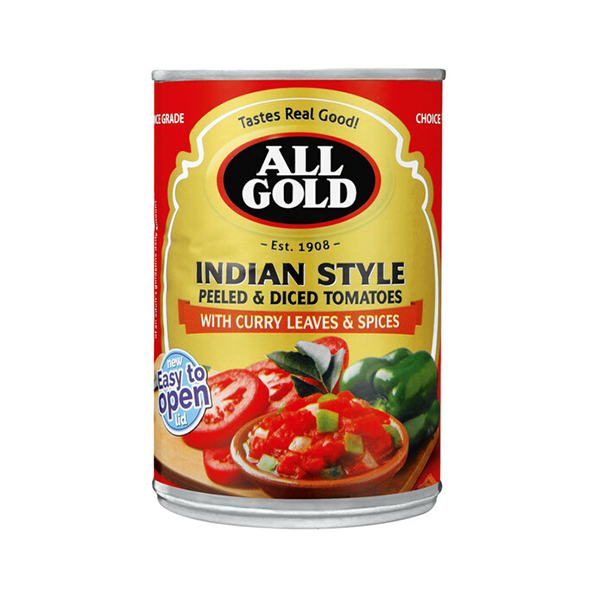 All Gold Indian Style Peeled E Diced Tomato 410g