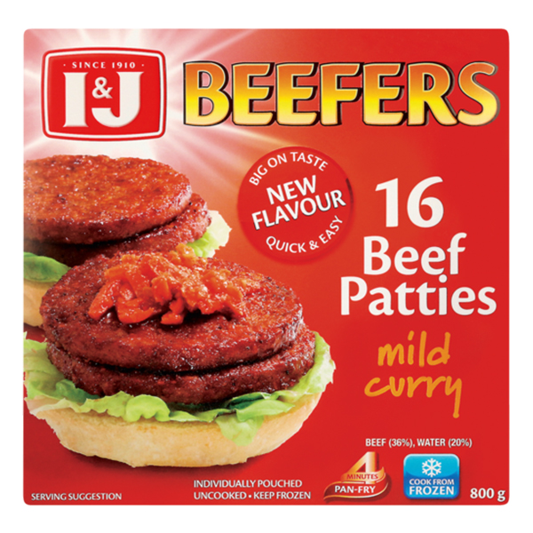 I & J Beefrs 16 Beef Paties Sweet Chilli 800g