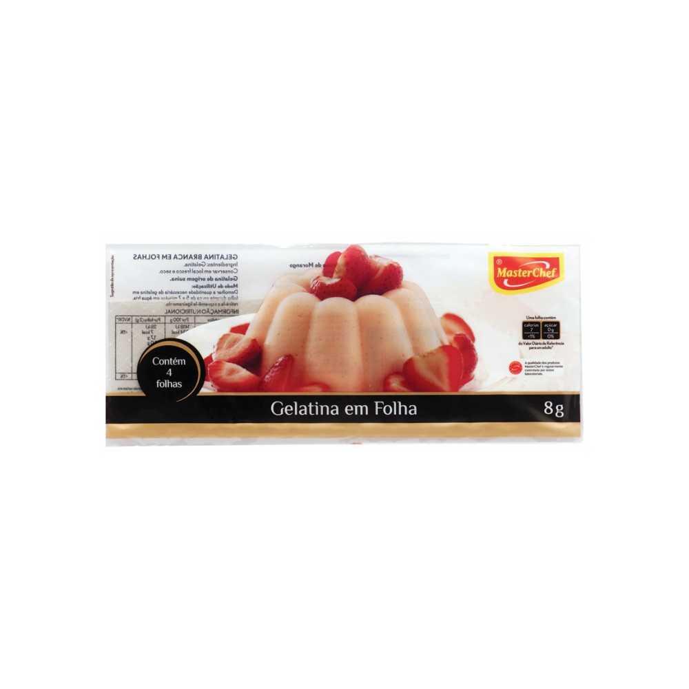 Folhas Gelatina Branca M. Chef 8g