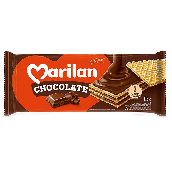 Bolachas Marilan Wafer Chocolate, 115 g