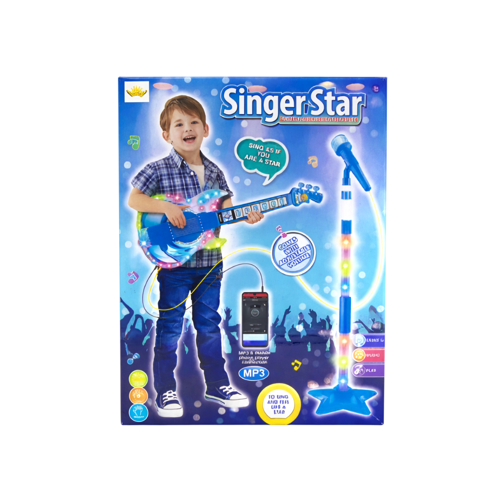 Singer Star Guitar E Microphone Play Set Blue 2’S