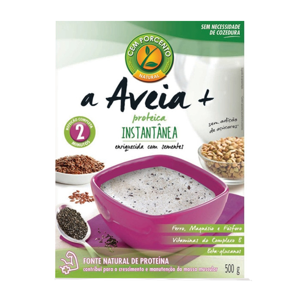 Cem Porcento Aveia Proteica Instantanea 500Gr