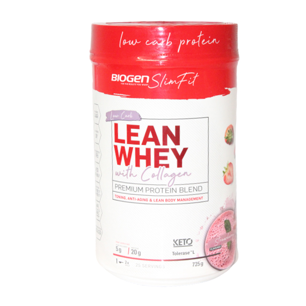Biogen Lean Whey W.collagen Strawberry 725g