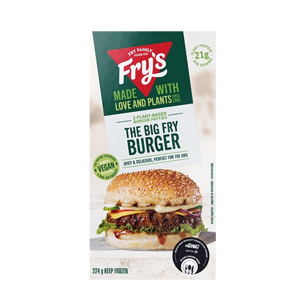 Frys 2 Plant-Based Burger Patties The Big Fry Burger 21g