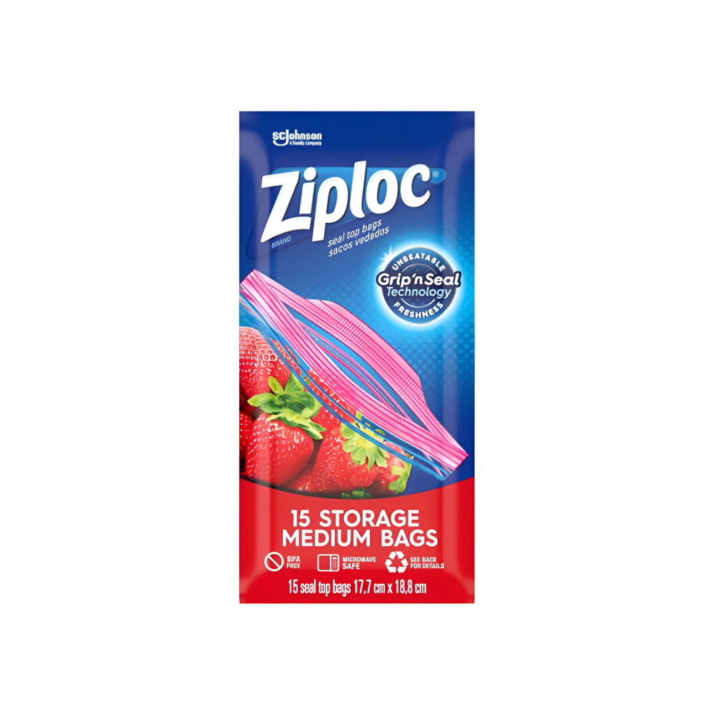 Ziploc Easy Open Tabs 15S Medium 17.7X18.8Cm