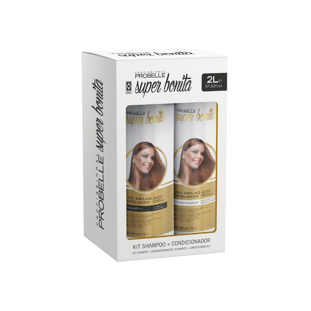 Probelle Pack Shampoo + Condicionador Brilho Liso Espelhado 2L