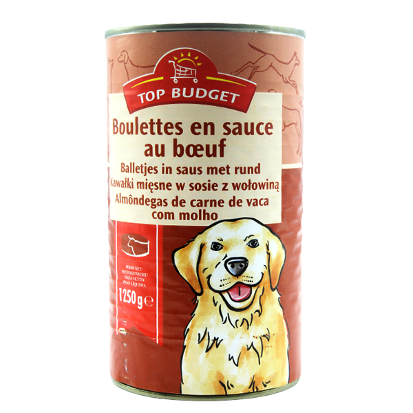 Top Budget Com.p/Cao Almod.carne Vaca 1250g