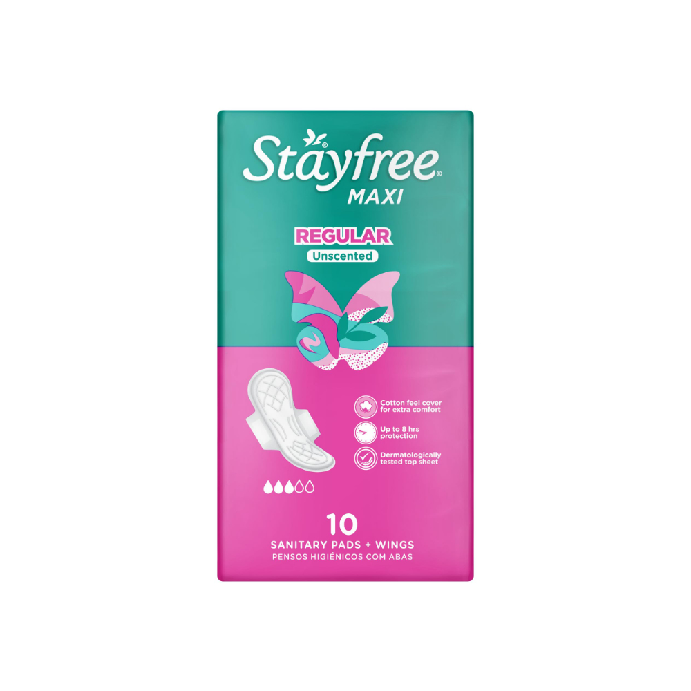 Stayfree Maxi Pads Regular Unscented With Wings 10Pcs