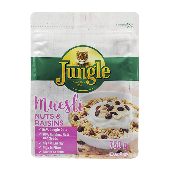 Cereais Jungle 750g Museli Mix-Nuts & Raisins